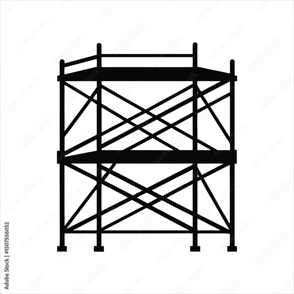Fototapeta premium Industrial Scaffolding Silhouette Vector Illustration