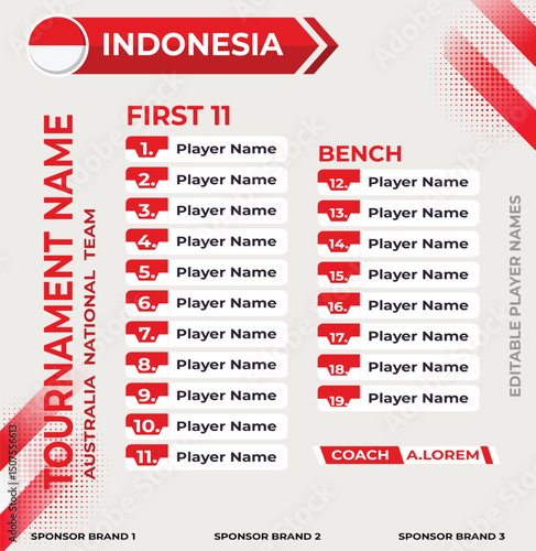 Line up for first 11 of Indonesia Team