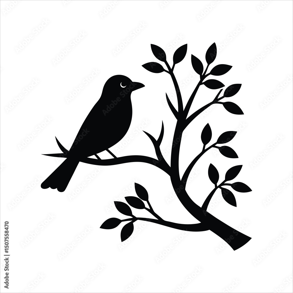 Nature Bird Silhouette Vector Art Illustration Nature Bird Silhouette Vector Art Illustration
