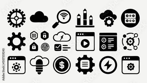 collection monochrome vector interface icons
