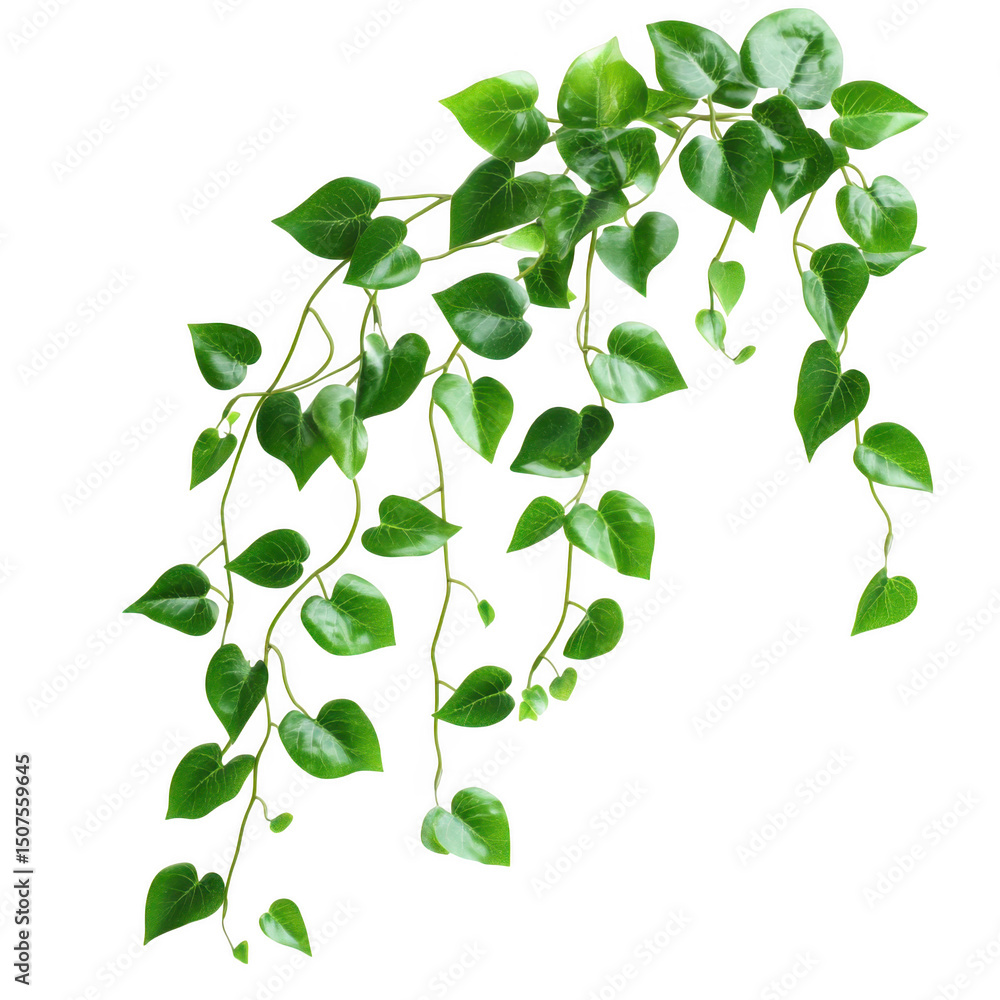 Obraz premium Hanging ivy plant with green leaves isolated on transparent background