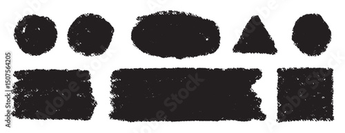 hand drawn brushstroke text boxes. thick vector lines. Rough grunge rectangle, circle, square paint texture. Sketch ink rectangle textbox