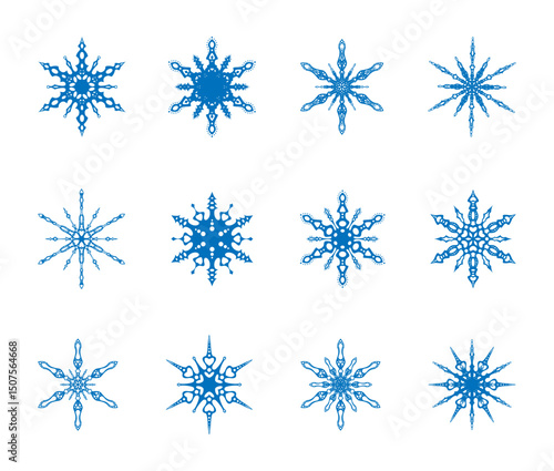 Big set of vector snowflakes. Vector illustration on white background