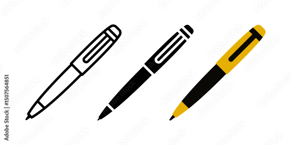 Pen icon set. for mobile concept and web design on white background Pen icon set. for mobile concept and web design on white background