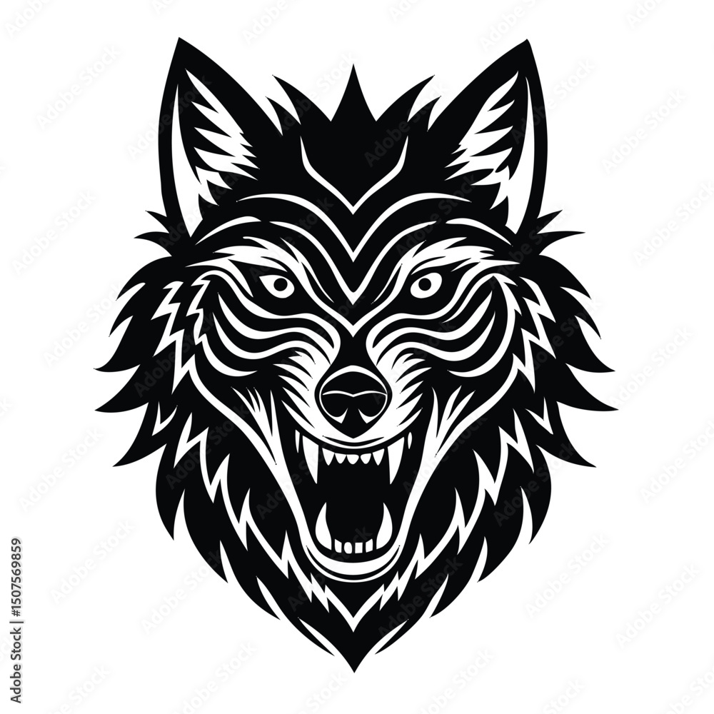 Fototapeta premium Aggressive Tribal Wolf Head Vector