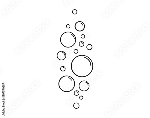 bubbles of fizzy drink or bubbles in the water from fish doodle hand drawn icon. Outline drawing bubbles in the water line clipart symbol