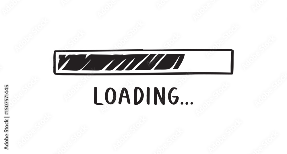 Obraz premium loading bar doodle hand drawn icon. Outline drawing loading bar line clipart symbol