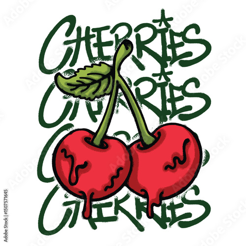 dripping cherry Urban Streetwear t shirt design