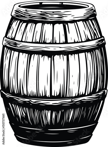Wooden Barrel Whiskey Barrel Beer Barrel Silhouette Vector Illustration on Transparent Background