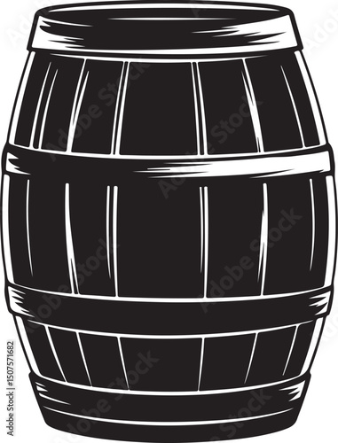 Wooden Barrel Whiskey Barrel Beer Barrel Silhouette Vector Illustration on Transparent Background
