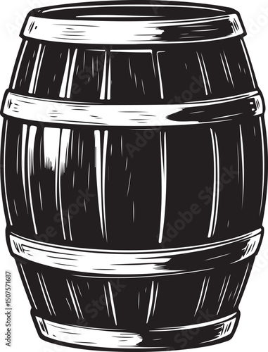 Wooden Barrel Whiskey Barrel Beer Barrel Silhouette Vector Illustration on Transparent Background