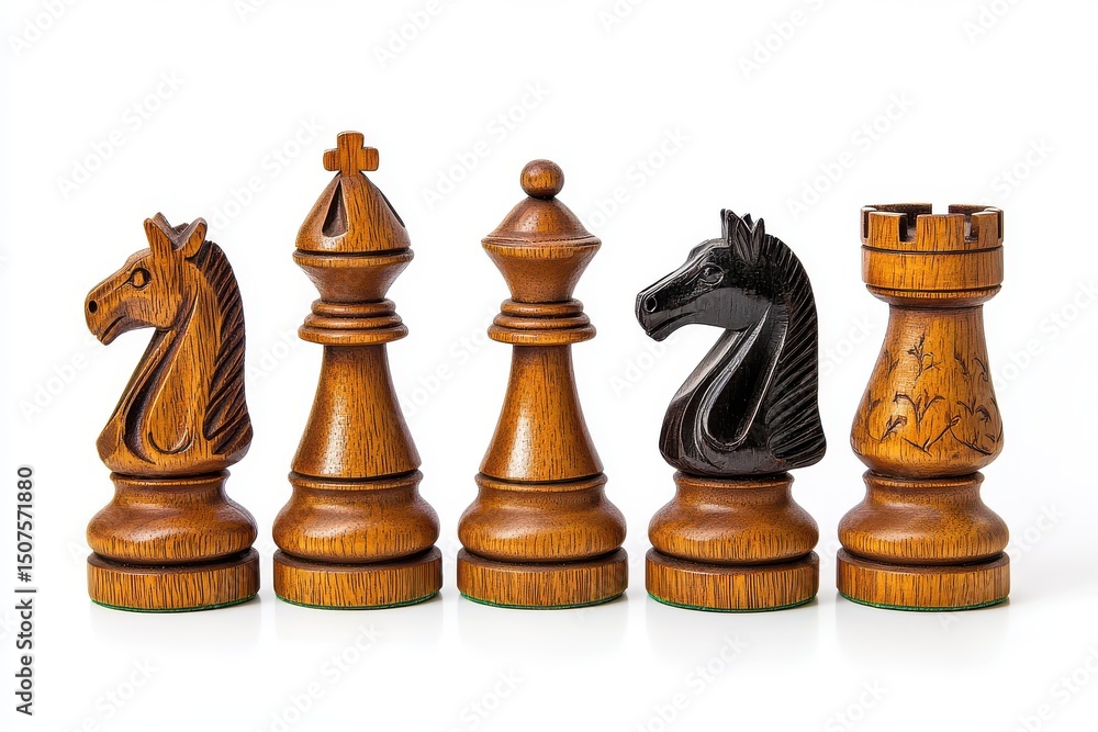 Wooden chess pieces isolated on white background Wooden chess pieces isolated on white background