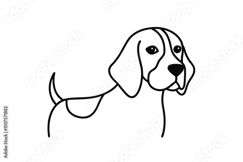 Adorable beagle dog line art minimalist pet illustration