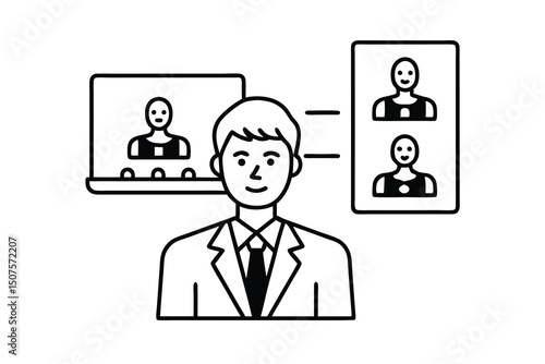 Businessman video conference call multiple participants online meeting