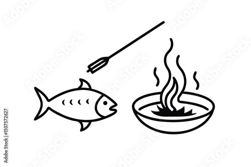 Spear fishing cooking fish campfire outdoor adventure