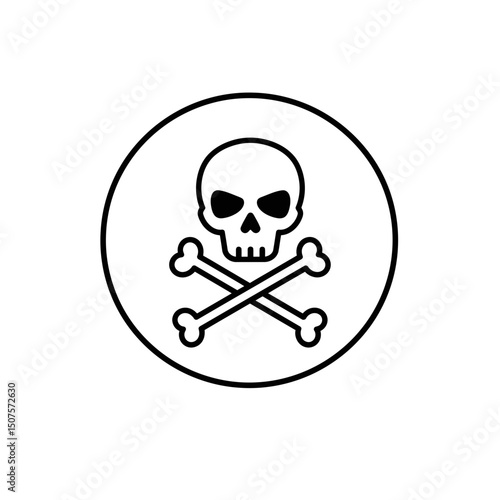 Skull and crossbones icon in a circular shape  