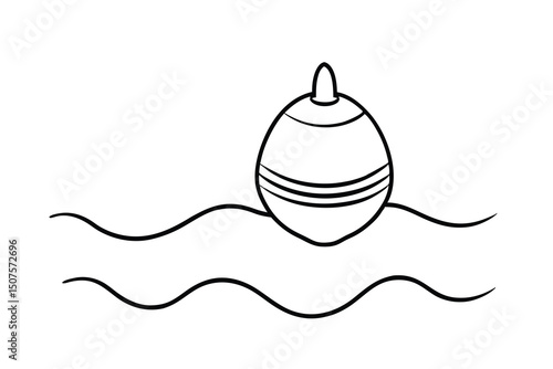 Simple line drawing of a fishing bobber on water