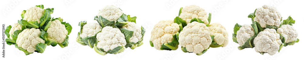 PNG Fresh cauliflower clusters display, element set on transparent background PNG Fresh cauliflower clusters display, element set on transparent background