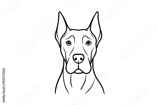 Elegant line art portrait of a doberman pinscher dog