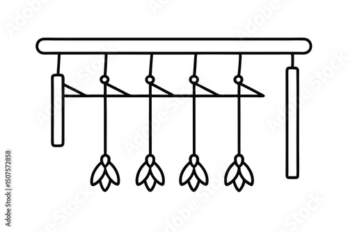 Abstract line art hanging mobile decor design element