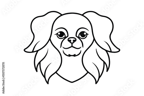 Adorable pekingese dog outline illustration cute pet puppy