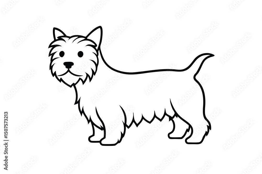 Fototapeta premium Adorable cairn terrier dog breed outline illustration