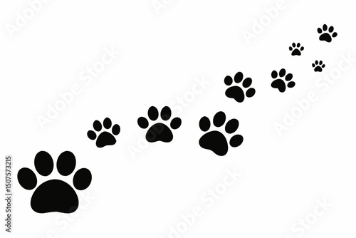 pet trail leading from small to large paws