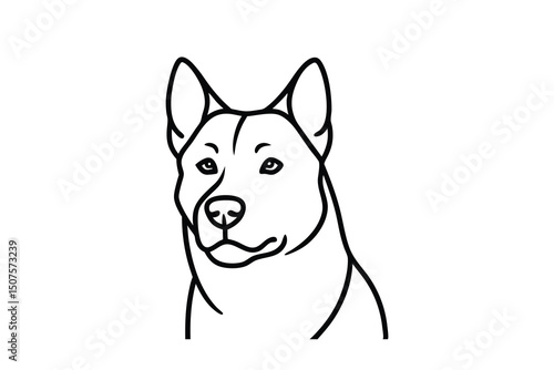 Elegant line art portrait of an american eskimo dog