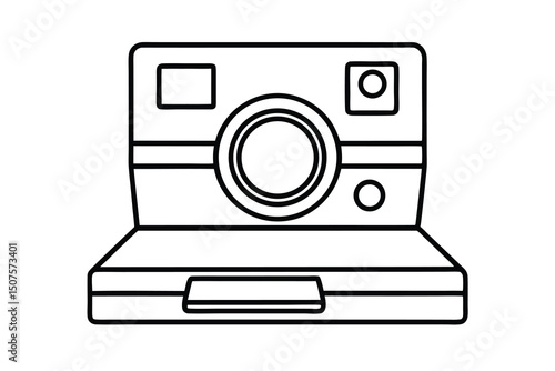 Instant camera outline simple design vintage photography retro