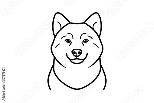 Adorable shiba inu dog line art illustration pet portrait