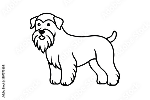 Adorable outline drawing of a miniature schnauzer dog
