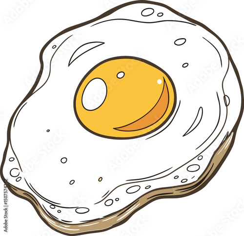 Perfectly Fried Egg Close Up  Crispy Edges & Runny Yolk on White Background