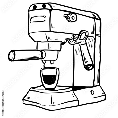 espresso coffee machine hand drawn⁠
