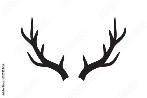 Deer horn silhouette vector illustration icon. Silhouette of reindeer Antler. Etching of buck stag part of skull. 