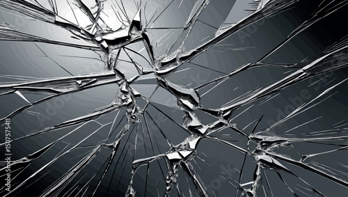 Engraved abstract crack pattern with shattered glass vintage look