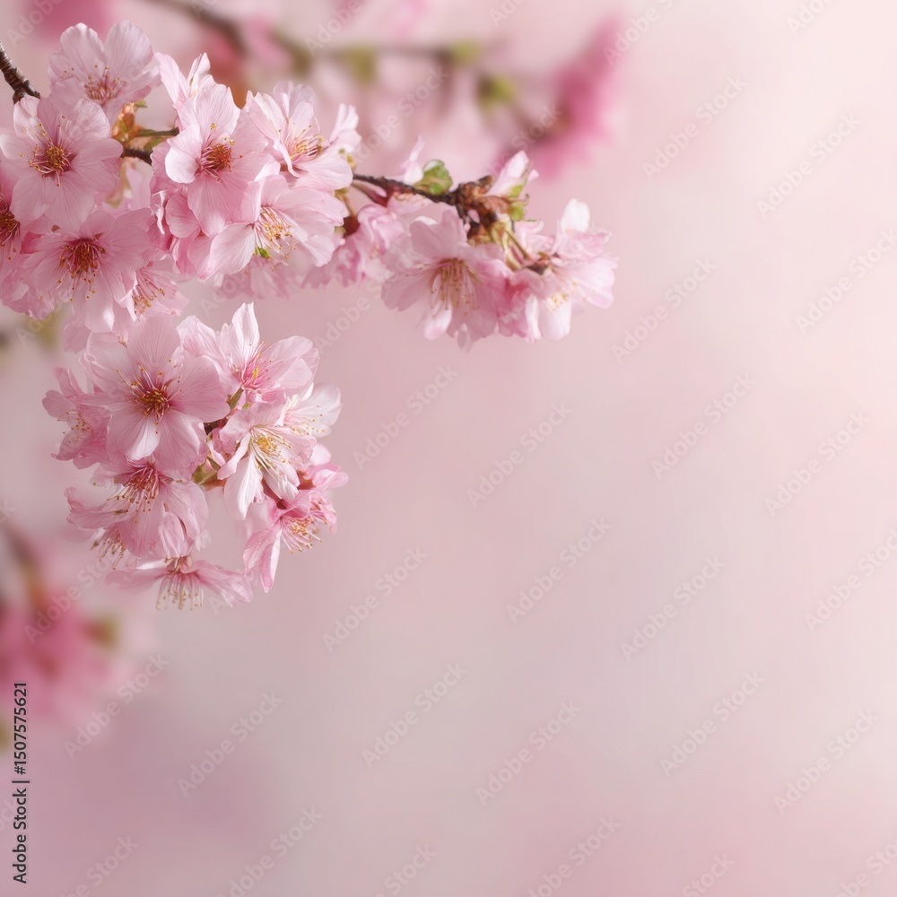 Fototapeta premium Delicate Pink Cherry Blossoms Spring Flowers Branch Nature Background