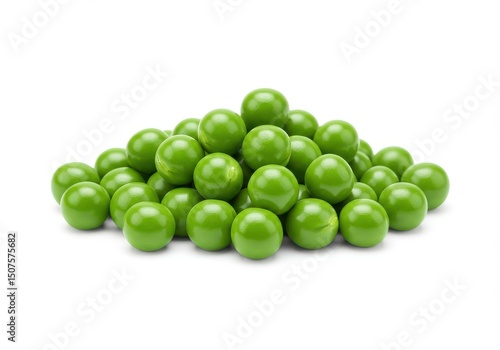 A pile of vibrant green peas isolated on a white background creating a visually appealing composition