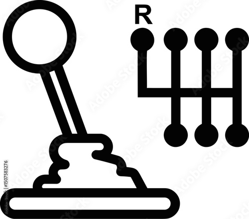 Manual gear shift lever with gear pattern diagram illustration  