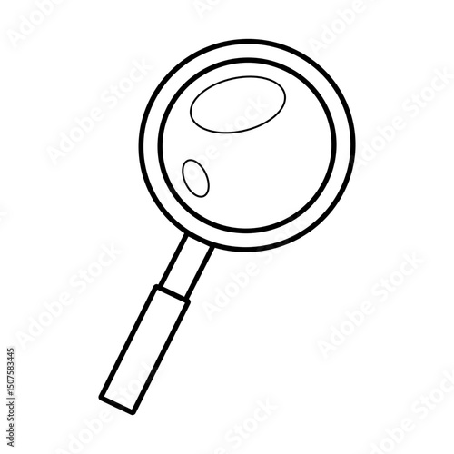 Vector line illustration of magnifying glass isolated on a white background.	