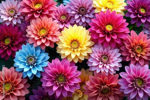 Intricate dahlia blooms in vibrant hues, forming a repeating floral pattern , illustration, vintage, repeat