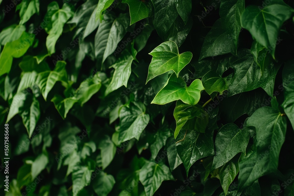 Lush Green Ivy Leaves Creating a Vibrant Natural Wall in a Serene Outdoor Setting Lush Green Ivy Leaves Creating a Vibrant Natural Wall in a Serene Outdoor Setting
