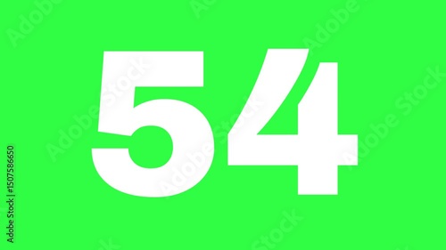 Countdown One minutes or 1-minute animation, timer icon, count the number, counts digits, modern countdown time, Green screen background