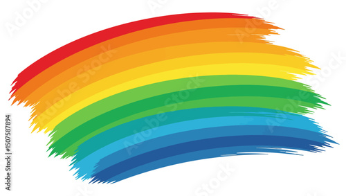 A vibrant rainbow vector illustration against a white background. Perfect for conveying joy, hope, and inclusivity in various designs.