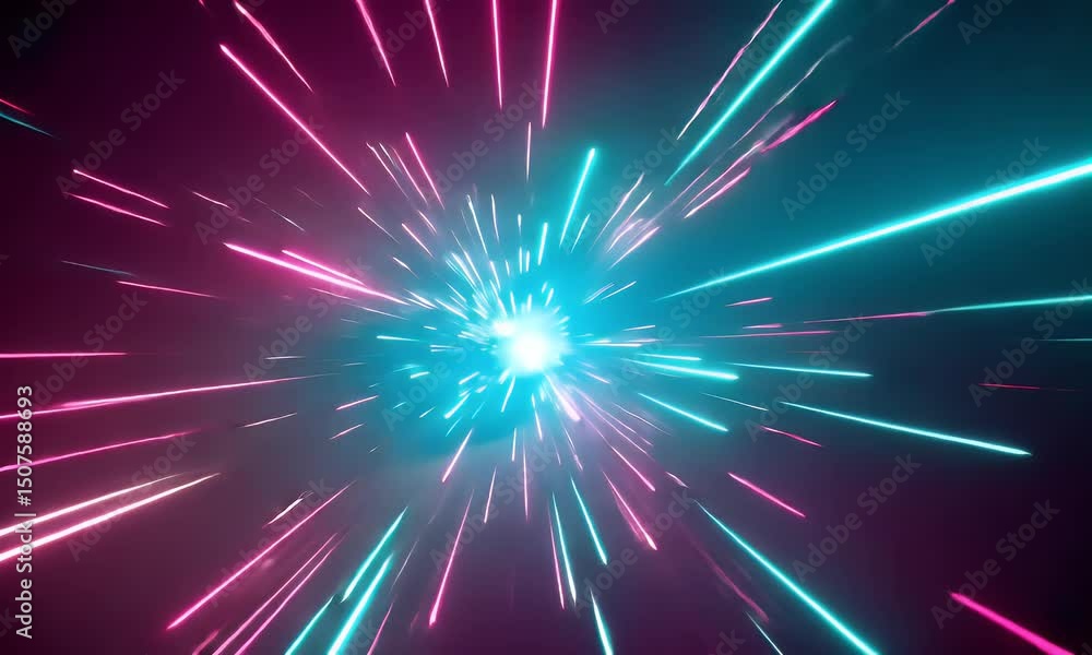 Abstract Background with Dynamic Bright Lights and Burst Effect on Purple and Blue Colors Abstract Background with Dynamic Bright Lights and Burst Effect on Purple and Blue Colors