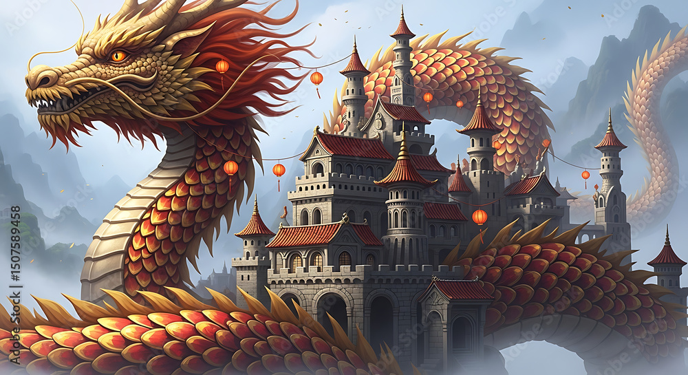 Fototapeta premium chinese dragon statue