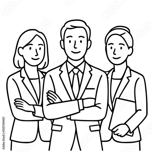 Corporate Teamwork Vector: Professional Business Team in Smart Attire Illustrating Leadership and Success Through Diversity and Collaboration