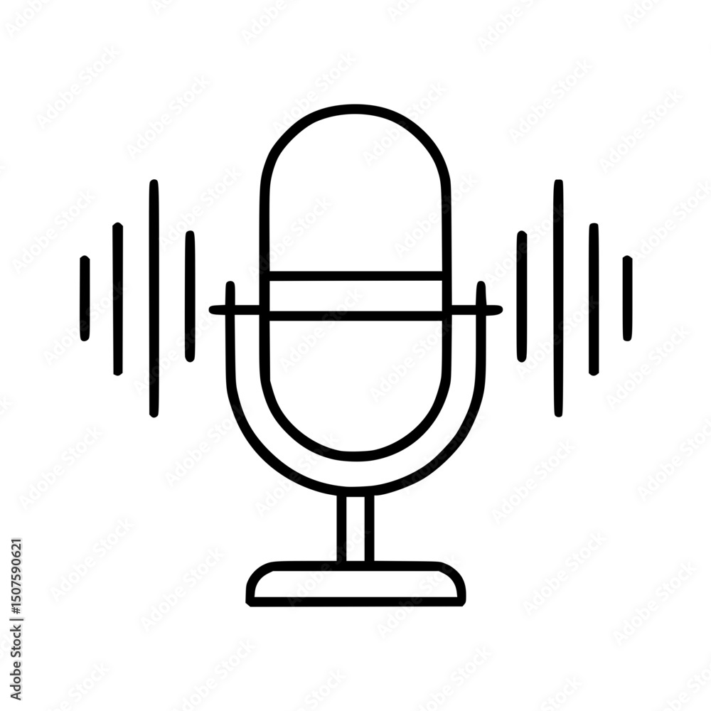 custom made wallpaper toronto digitalMicrophone Vector Illustration: Professional Audio Recording and Podcast Studio Equipment in Line Art for Media and Communication