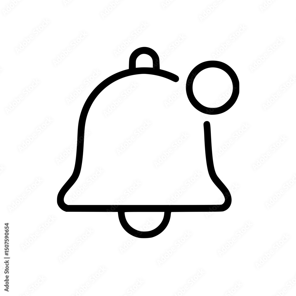 Obraz premium Notification Bell Vector Design: Minimalist Line Art Alert Icon for Mobile App Interface and Communication Tools