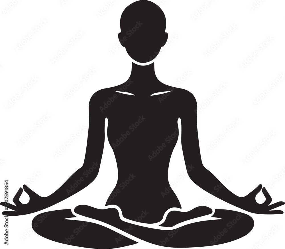 Woman meditating in lotus pose for mindfulness and wellness vector illustration Woman meditating in lotus pose for mindfulness and wellness vector illustration