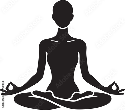Woman meditating in lotus pose for mindfulness and wellness vector illustration  